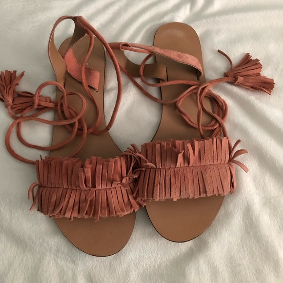 ASOS Shoes - ASOS pink laceup fringe sandals with tassels ASOS Shoes - ASOS pink laceup fringe sandals with tassels